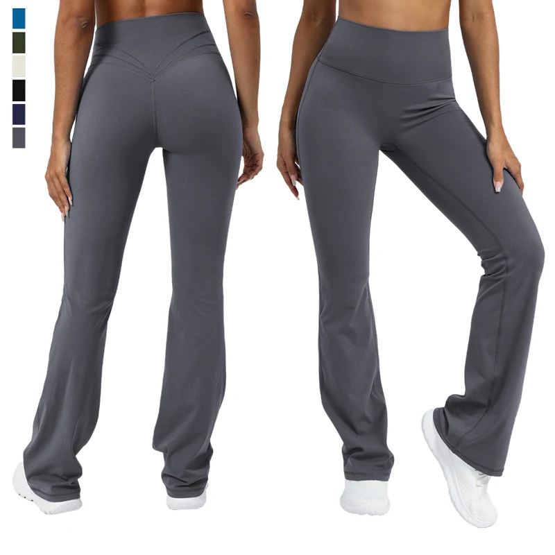 Perna larga feminina Yoga Leggings, Calças com Fenda Sino, Cintura Alta, Stretch, Calças Alargamento, Fitness, Ginásio, Treino, Dança, Tamanhos Grandes