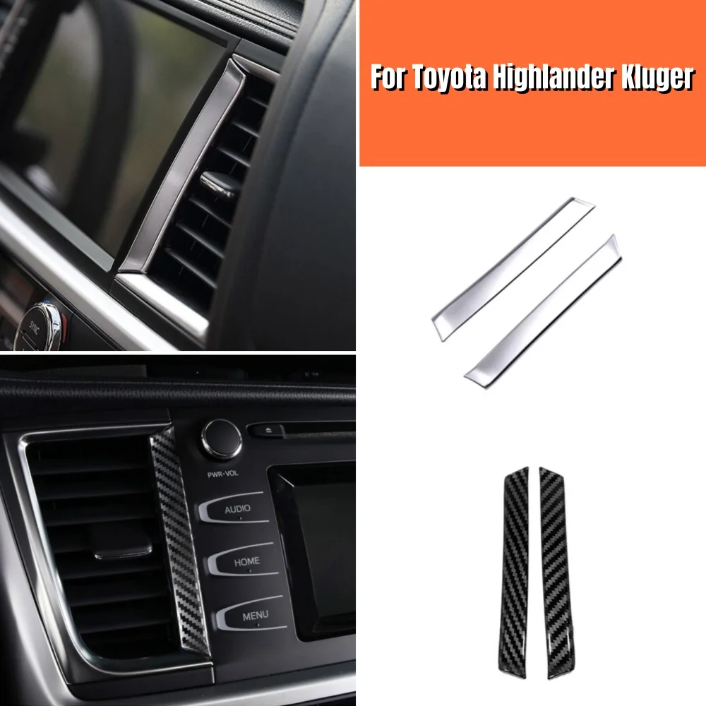 

ABS Carbon fibre Car middle air conditioner outlet Trim Strip Frame Panel Cover Trims Fit For Toyota Highlander Kluger 2014-2019