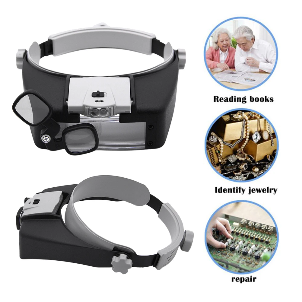 Imagem -02 - Multifuncional Wearable Head Mount Magnifier Óculos para Reparo de Leitura Lupa Helmet Lupa 1.5x 1.5x 6x 8x