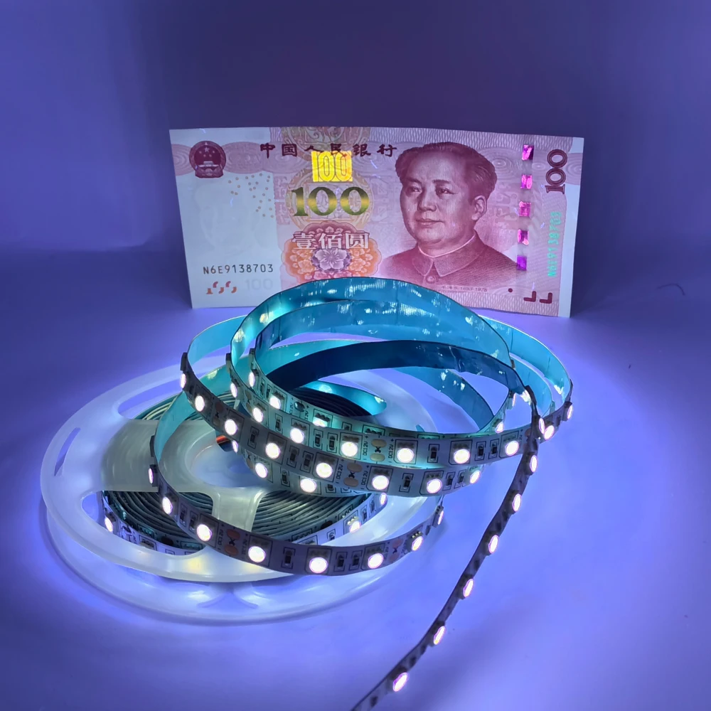 Ultraviolet 365nm UV Black Light LED Strip Light SMD5050 12V waterproof for UV Resin Curing Currency Validation Medical Field