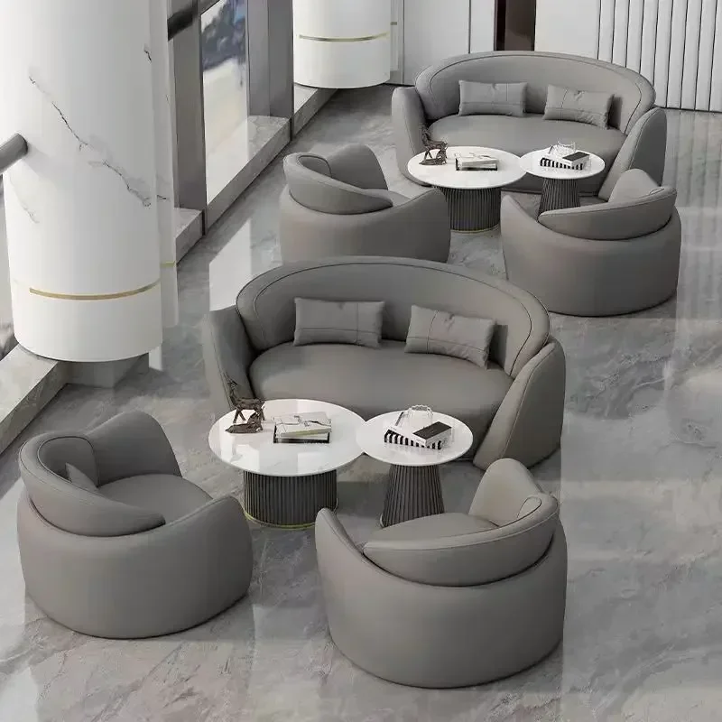 

Hotel Office Sofa, Table and Chair Combination, Beauty Salon Lobby Leisure Reception, Modern Simple Leather Sofa