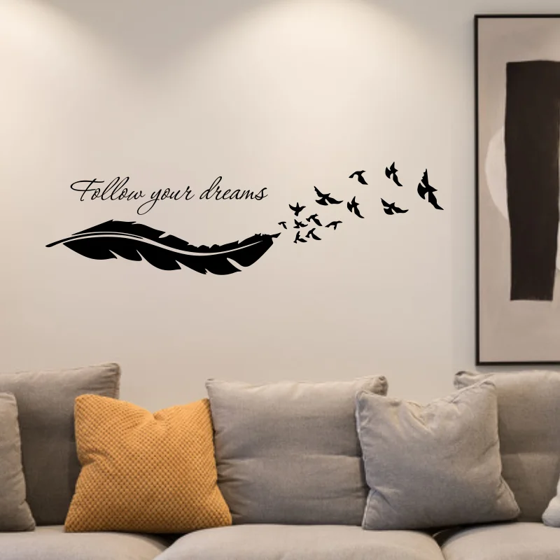 

Follow your dreams with Feather Birds Vinyl Wall Sticker Kids Room Home Decor #28