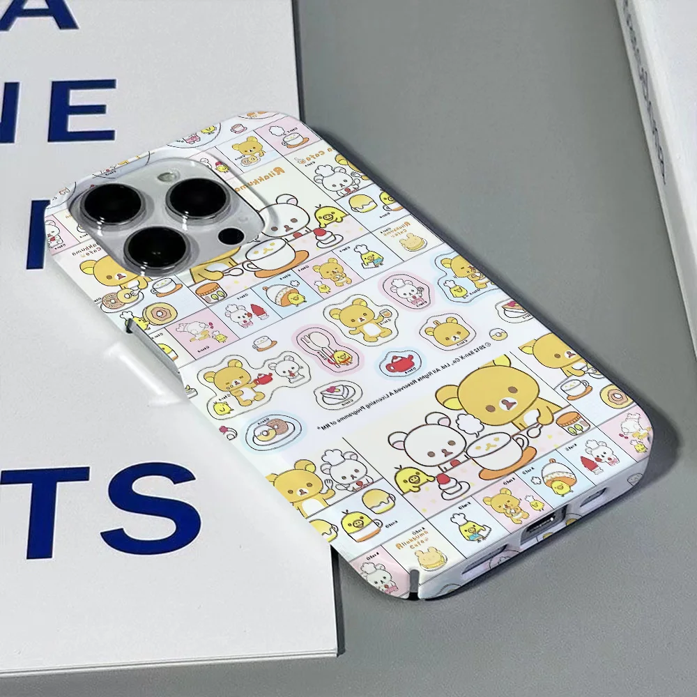 Hot Cartoon Lovely Rilakkumas Phone Case for IPhone 16 15 14 13 12 11 Pro Max X XS XR XSMax 7 8 Plus Glossy Film Hard PC Cover