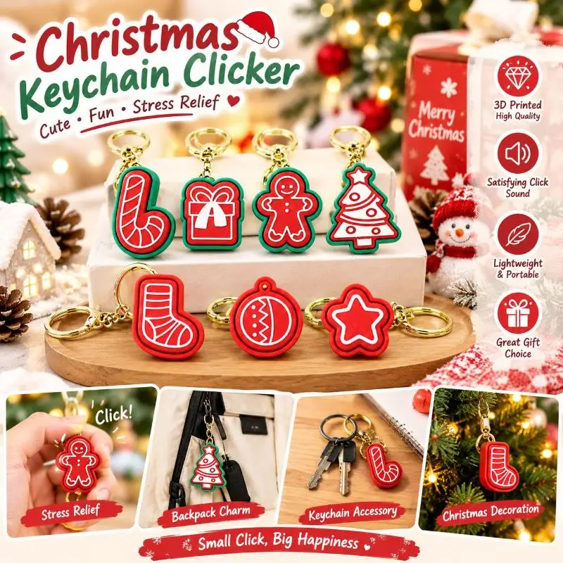 3D Printed Christmas Family Cookie Keychain Cute Backpack Pendant Environmentally Friendly PLA Material Ideal Personal Gift