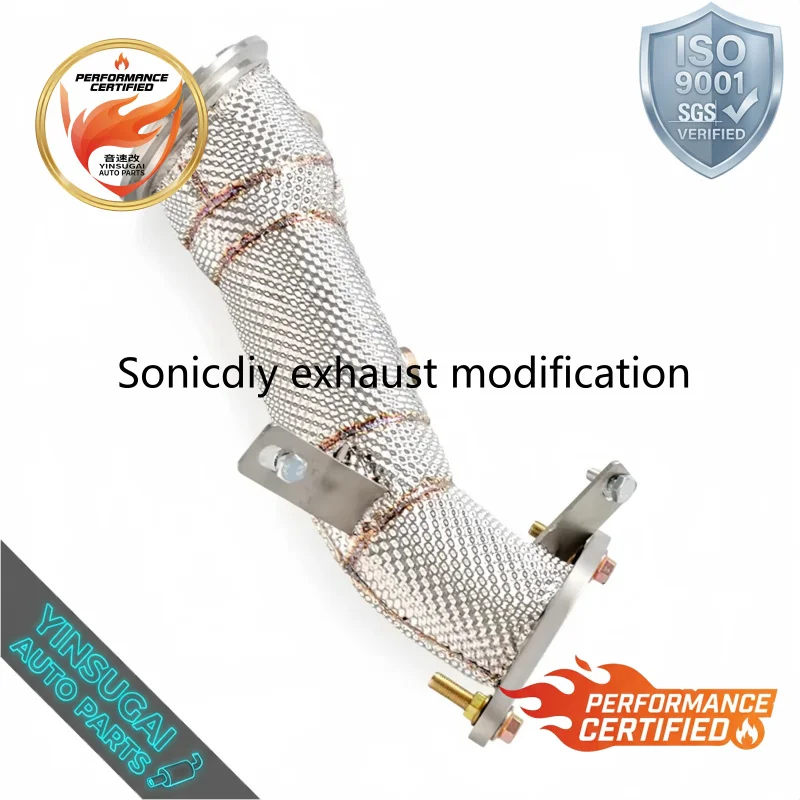 SS304 Heat Shielded High Flow Downpipe Exhaust for Cadillac XT5 XT6 2.0T 2019-2023 Racing Performance Professional Upgrade