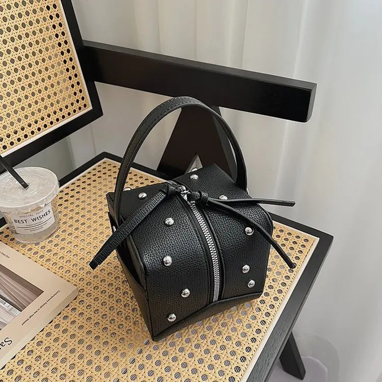 

2026 New Studded Box Bag, Unique Design Top Handle Adjustable Shoulder Strap, Luxury Boho Purse for Work & Daily Use