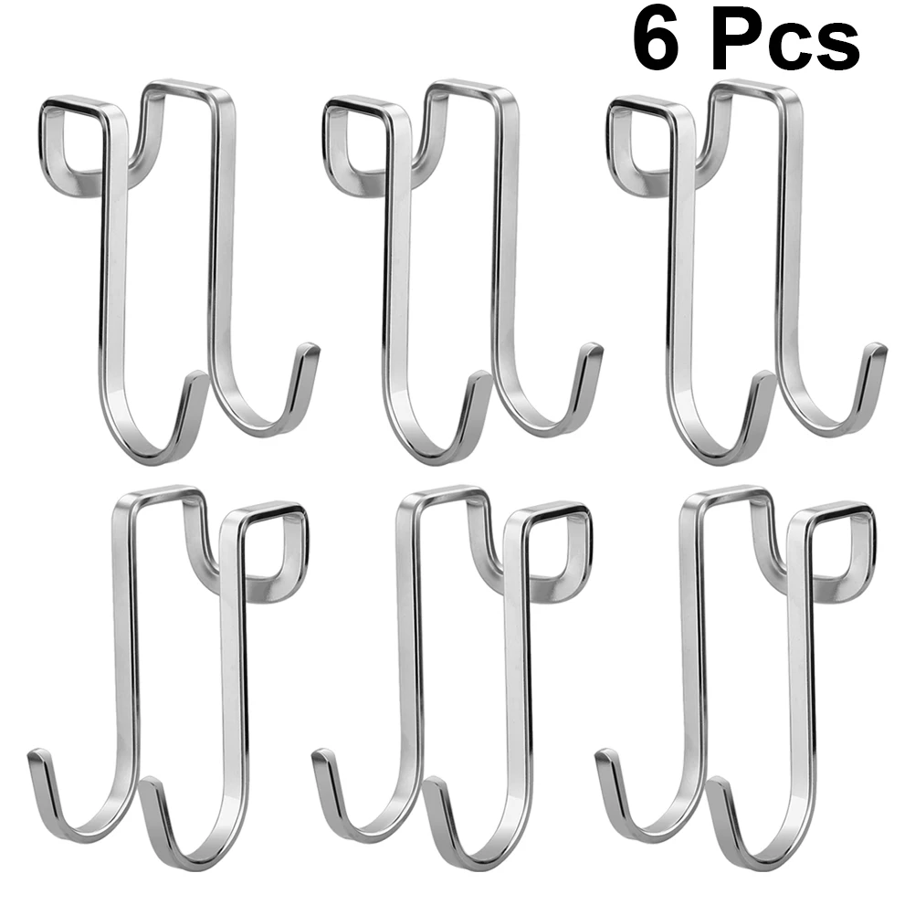 

6 Pcs Heavy Duty Metal Hooks for Door Back Coat Holder Punch Free Bathroom Kitchen Storage Solution Universal Hanger