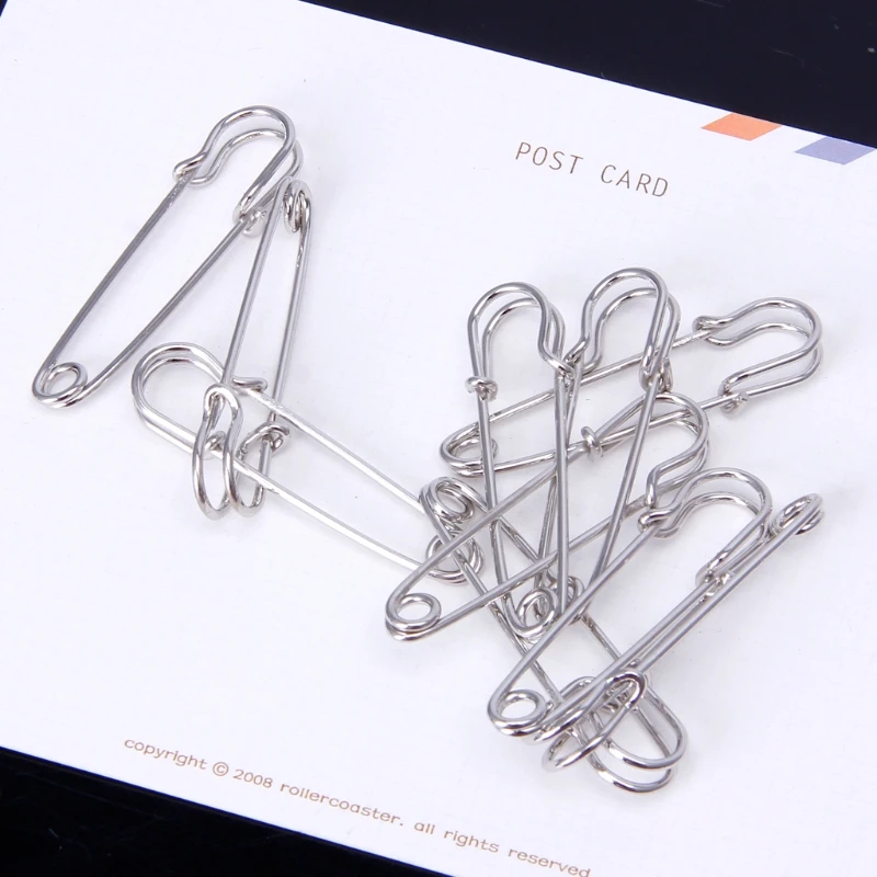 10PCS Silver Tone Large Strong Duty Safety Pins DIY Sewing Tools Stainless Steel