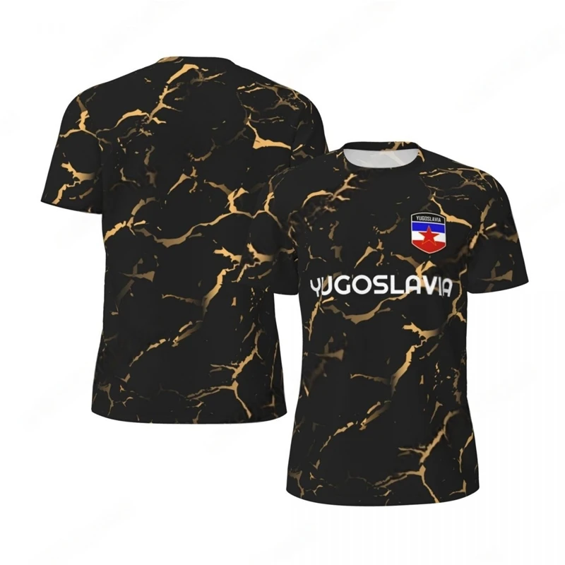 

Fashion Yugoslavia Flag Graphic Football T Shirts Summer Trend 3D National Emblem Printed T-shirts Casual Oversized Sports Tees