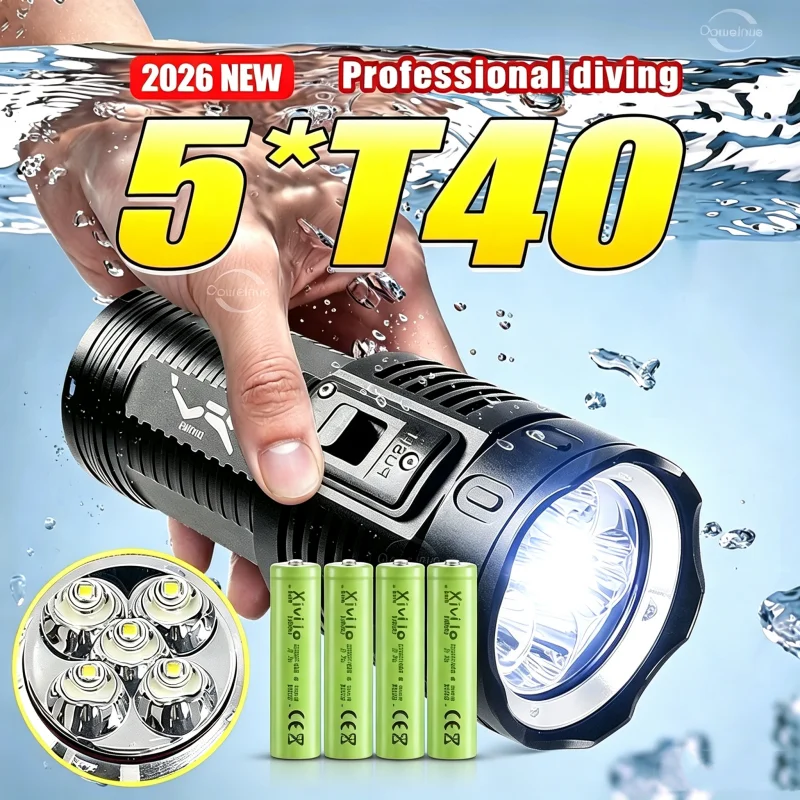 Underwater Flashlight - IPX8 Professional Diving Flash lamp Super