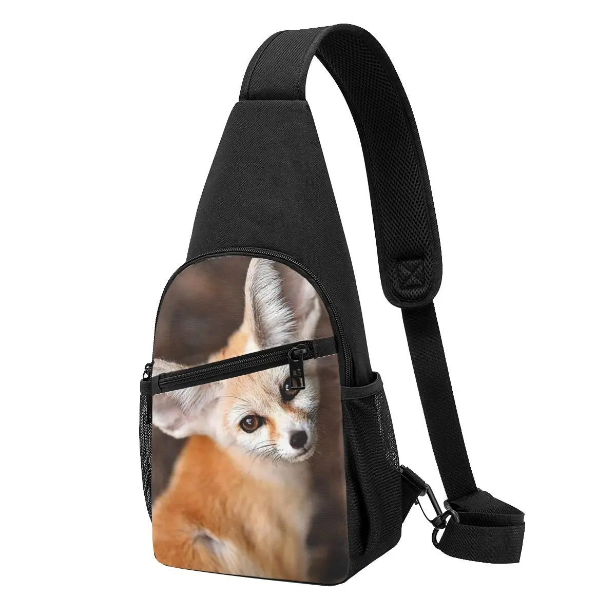 Cute Fennec Fox Chest Bag Men Sling Crossbody Backpack Chest Bag Traveling Hiking Daypack Shoulder Bag
