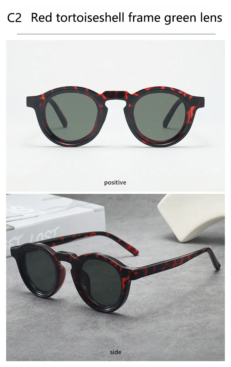 2025 Retro-Sonnenbrille mit dickem Rahmen, ovale Sonnenbrille für Herren, amerikanischer Stil, graue Brillen, Retro-Leopardenmuster-Brille, UV400-Rezept – Detail 11