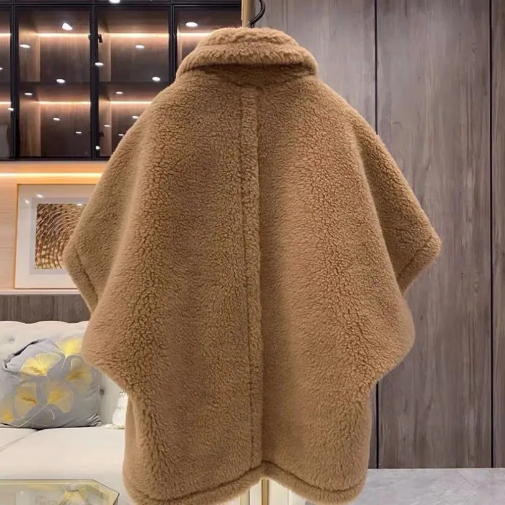 OFTBUY 2024 Winter Real Wool Fur Coat Women Fashion Teddy Lady Streetwear Wool Cloak Thick Warm Overcoat Sheep Wool Jacket