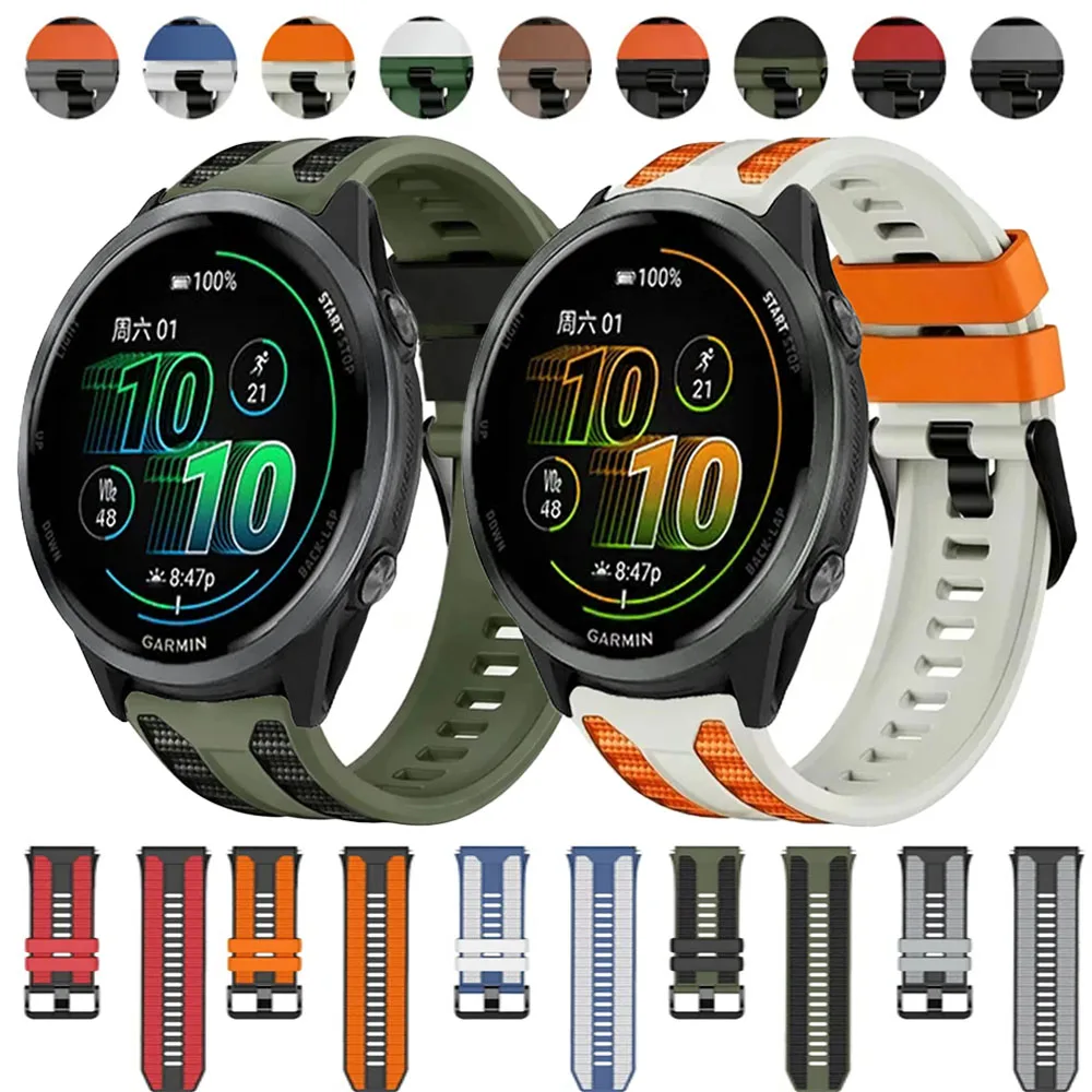 22mm Silicone Strap for Garmin Forerunner 570 47mm 970 965 955 255/Venu 4 45mm Breathable Band for Amazfit Bip 6-5-Max Watchband