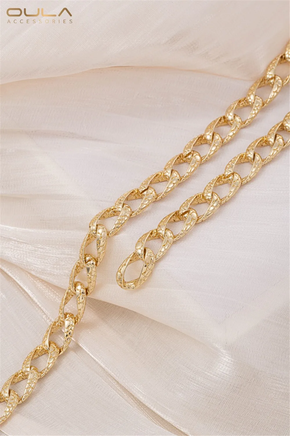 14K حقيقية الذهب جلد الثعبان الكوبية سلسلة الخام الرجعية الأفعى نمط DIY اليدوية قلادة سوار سلسلة فضفاضة