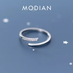 Modian Real 925 Sterling Silver Simple rose gold color Ring For Women Adjustable Rings Wedding Engagement Minimalist Jewelry