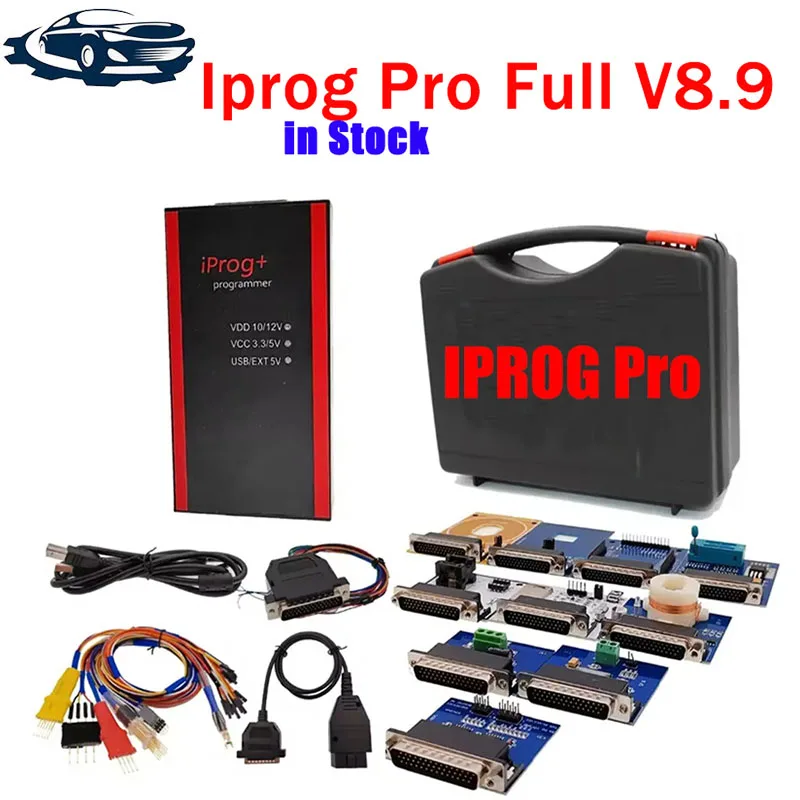 

Iprog Pro полный V89 с 7/11 адаптерами поддержка Eeprom IMMO/KM/радио/Подушка безопасности Сброс приборной панели IPROG + ECU ключ программатор инструмент