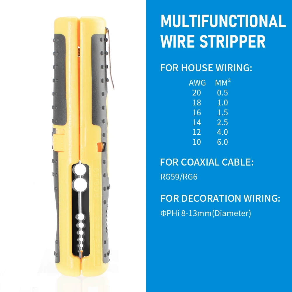 Multifunktionaler Drahtabisolierer und -schneider, tragbares Stiftclip-Design mit rutschfestem Griff für elektrische und Netzwerkkabel