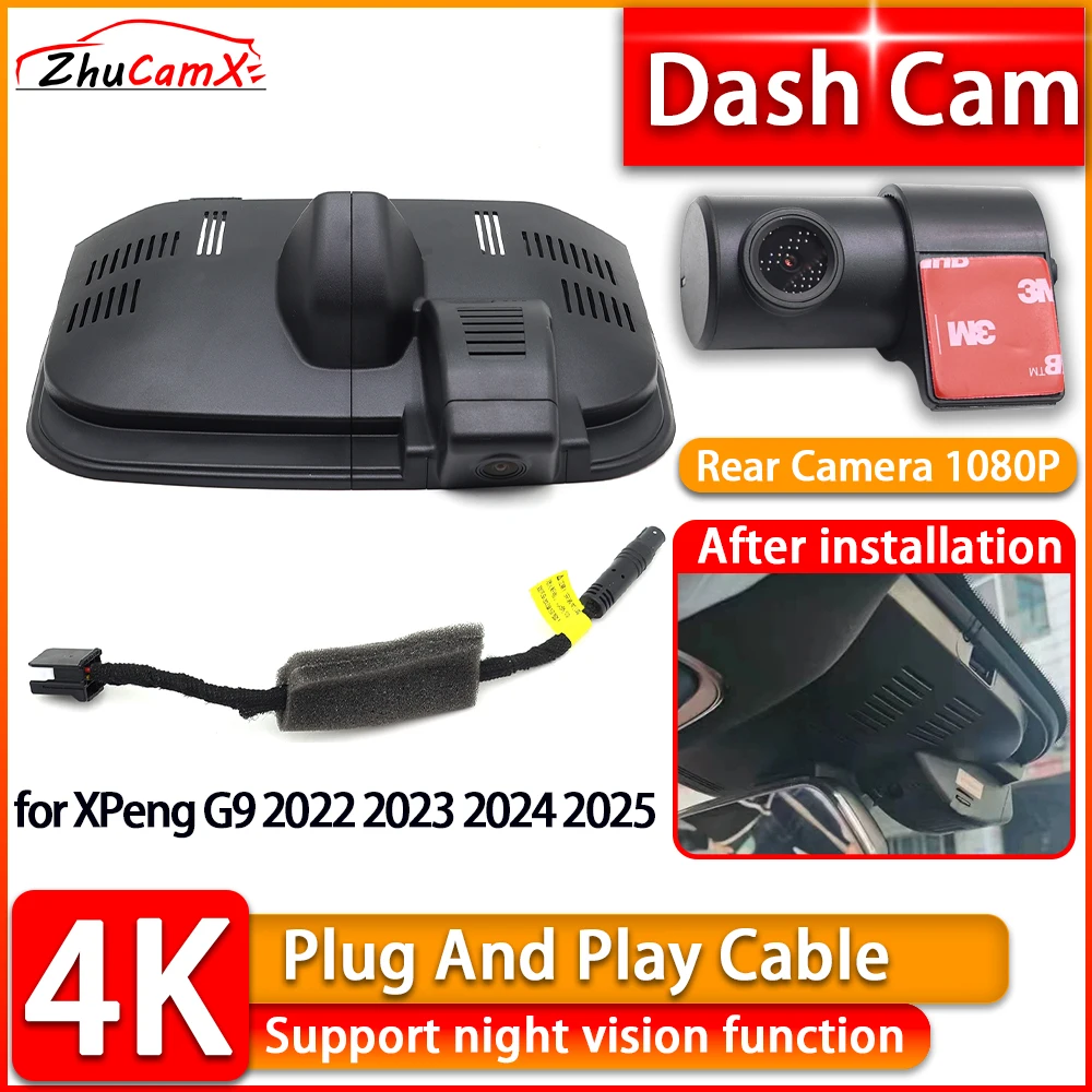 

UHD Wiifi 4K Dash Cam for XPeng G9 2022 2023 2024 2025 2160P DVR Front Rear Car Camera Plug and Play Video Recorder Night Vision