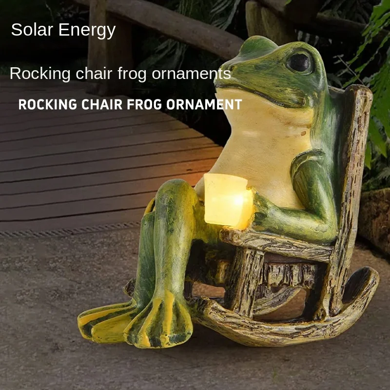 

Outdoor courtyard balcony garden decoration windowsill ornaments yard layout waterproof creative solar frog night light