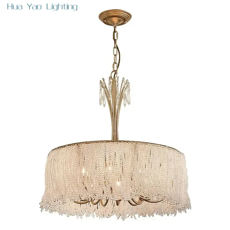 Light Luxury Transparent Crystal Chandelier Villa Hall Bedroom Chandelier Postmodern Decorated Clear Glass Pendant Lamps Fixture