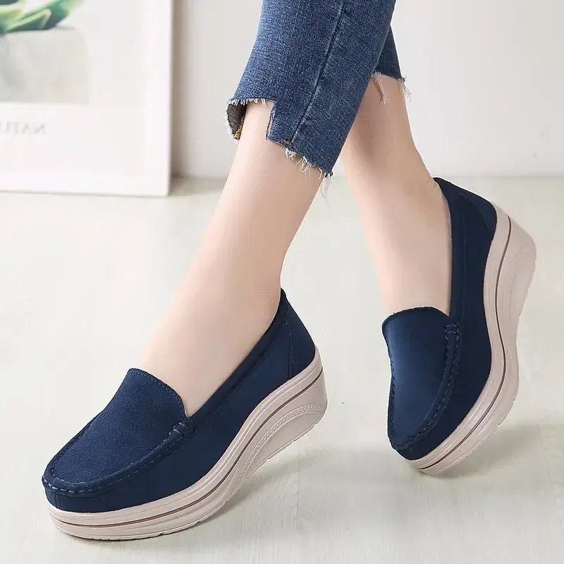 

Moccasins plus Size Women's Shoes Coated Mother Shoes Nurse Elastic Band Flat Leisure Doug Pumps Lazy