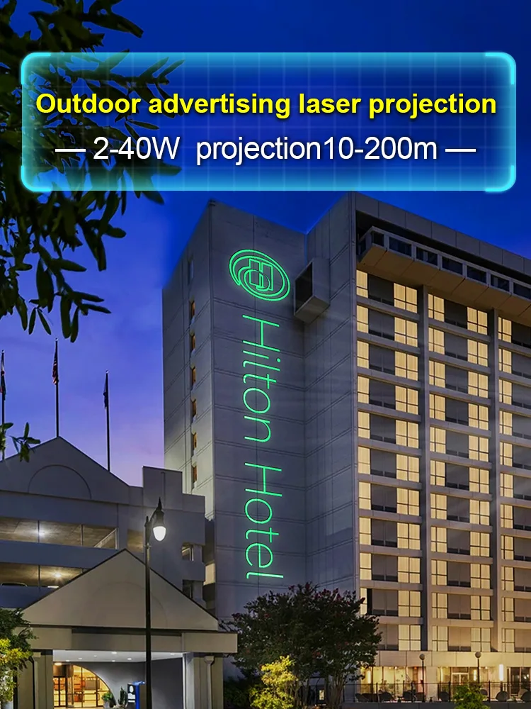 Outdoor Waterproof High-power Laser Projection Light Full-color Animation Text Pattern Wall-mounted Advertising Lamp