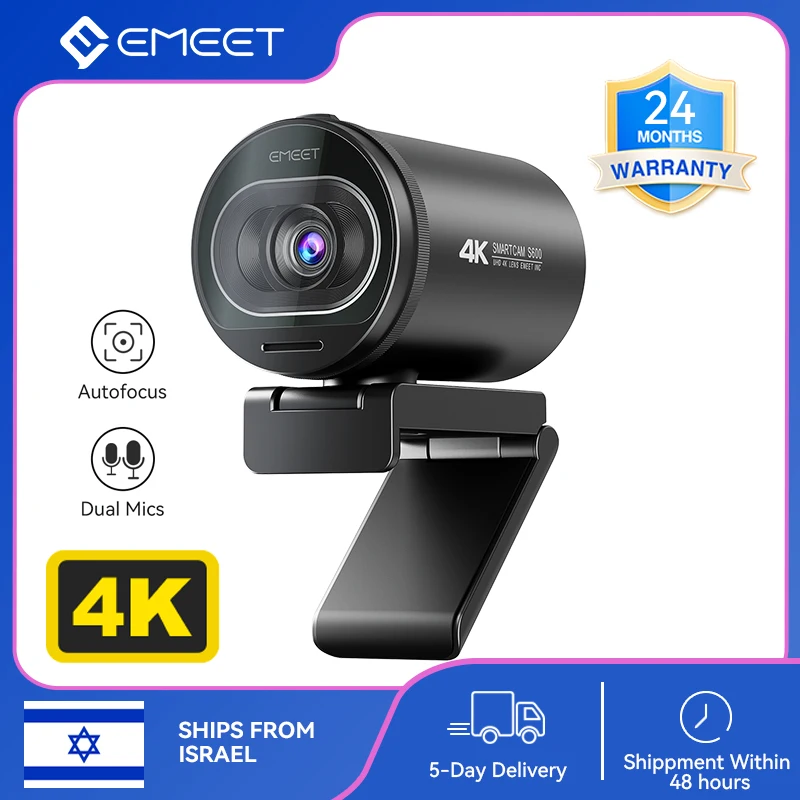 EMEET 4K Webcam USB Camera for Laptop/Computer 1080P 60FPS Streaming Web Camera Autofocus Web Cam With Mics for Tiktok/YouTube