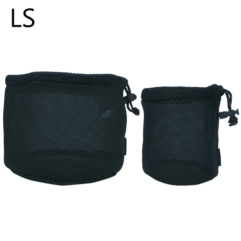 652D Black Nylon Mesh Bag Travel Stuff Sacks Drawstring Bag Outdoor Pots Storage Bag Camping Tableware Organizers Storage