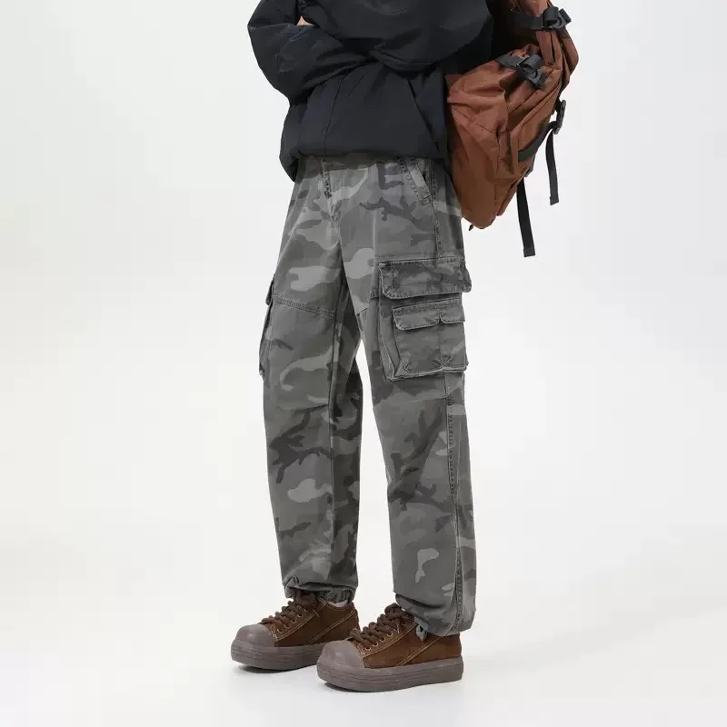 

Мужские повседневные брюки прямого кроя с множеством карманов для активного отдыха, осенне-весенняя новинка, модные, больших размеров, высокого качества