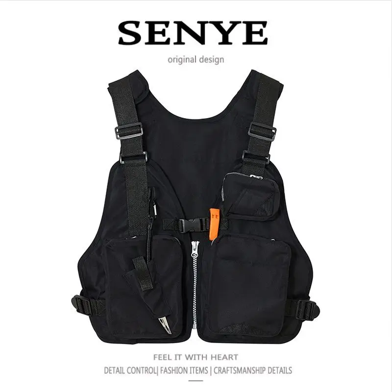 Outdoor Utility Fishing Vest Multi Pocket Breathable Mesh Adjustable Strap Waistcoat for Hiking Camping Travel Casual Streetwear