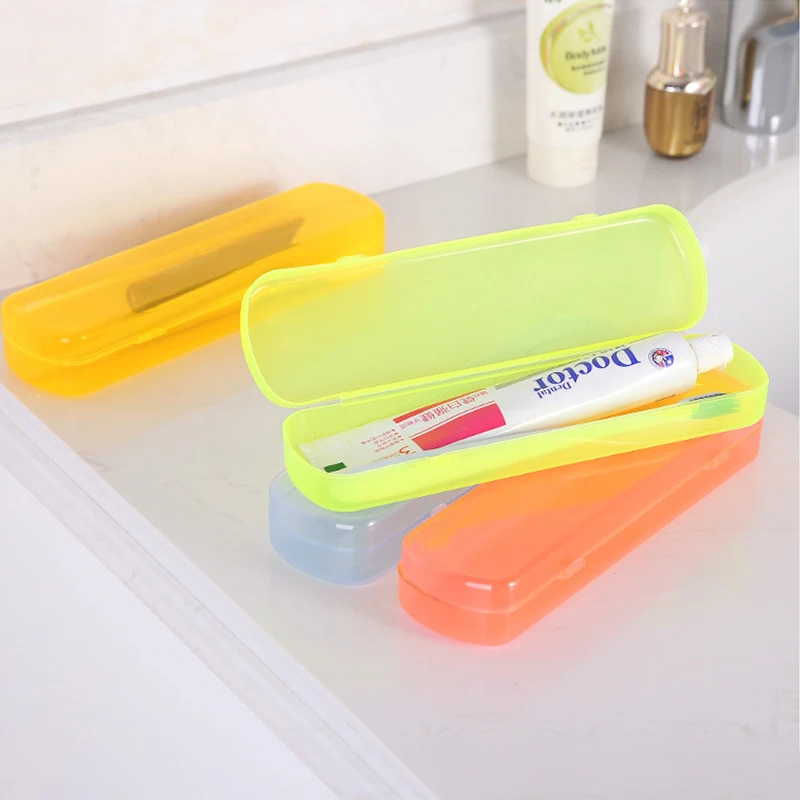 Contenedor de almacenamiento de pasta de dientes, caja portátil de Color caramelo para viajes al aire libre