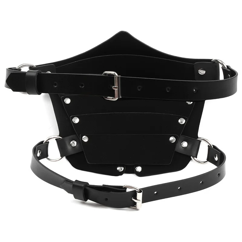 Disfraces exóticos de cuero PU para hombres, máscaras con correa ajustable, accesorios de Halloween, Punk, escenario, Club, Sexy, arnés Masculino