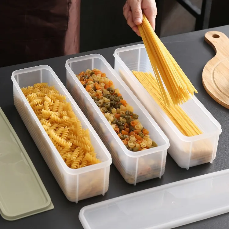 

Noodle storage food grade plastic grain kitchen sealing fresh keeping box with lid rectangular