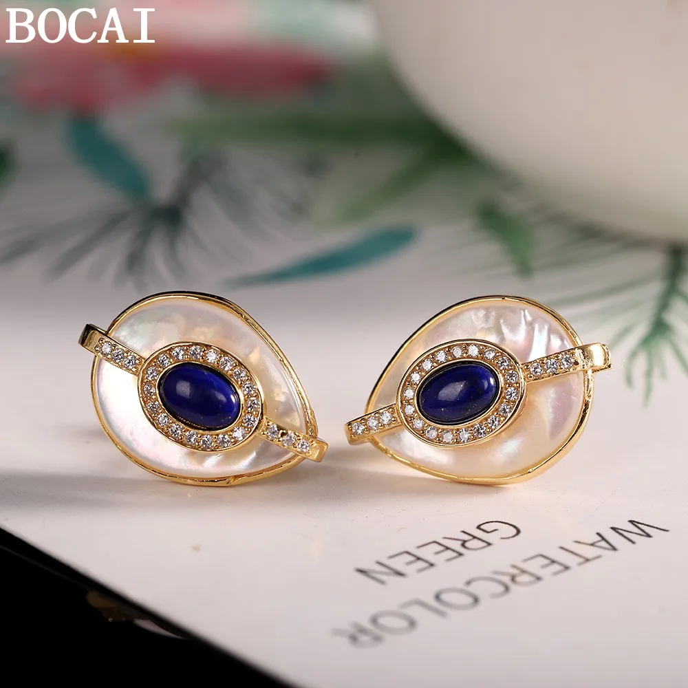 

Серебряные серьги BOCAI S925: модный минималистичный дизайн с лазуритом и белым перламутром в форме капли воды – подарок для женщин