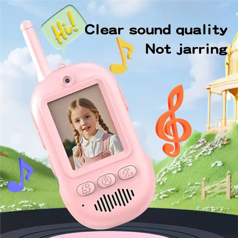 MACH-Walkie Talkie de vídeo para niños recargable con pantalla de 2,0 "intercomunicador con un solo clic para juegos al aire libre, Camping
