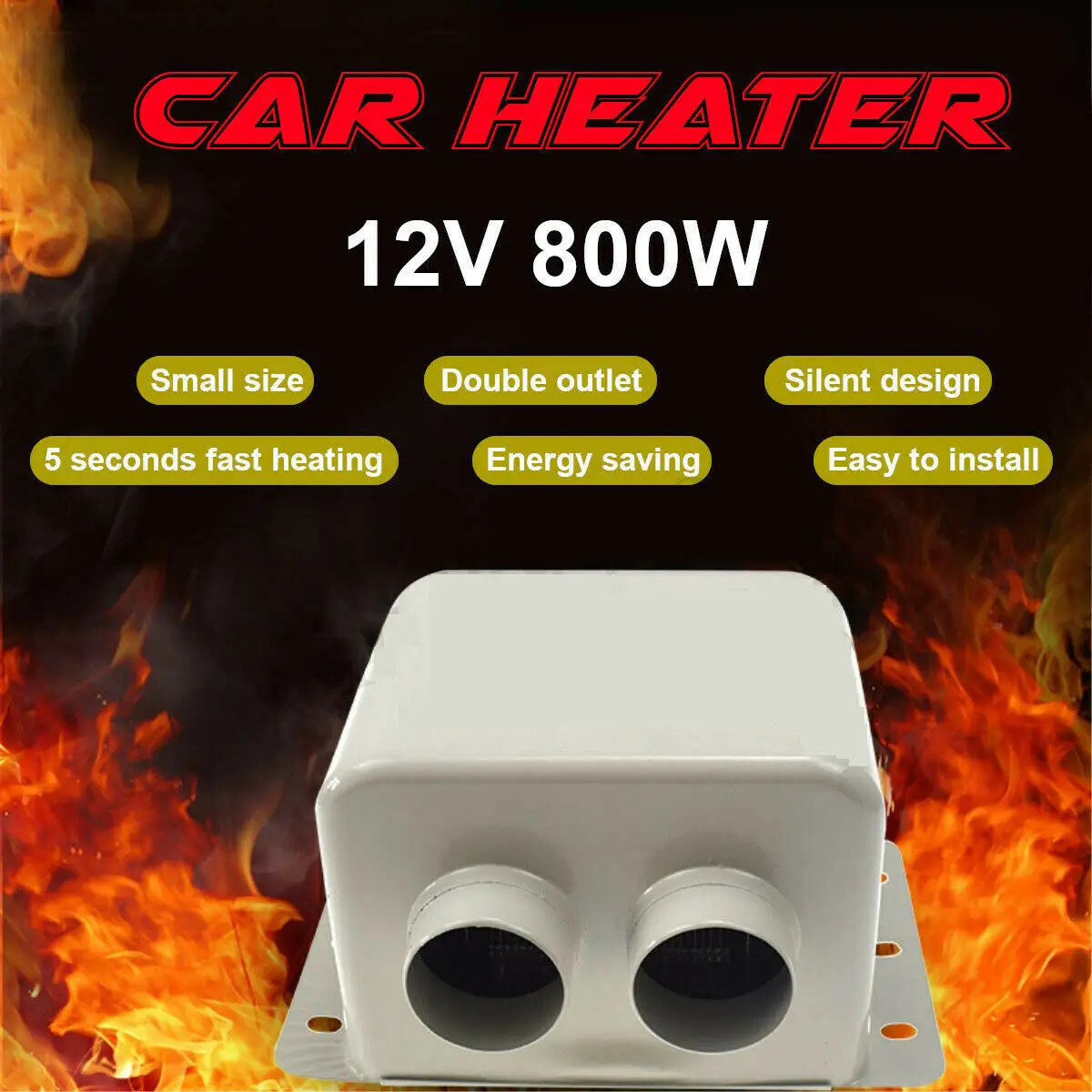 

12V/24V 800W/600W Portable Car Heater Kit High Power Double Outlet Fast Heating Defrosting for Automobile Windscreen Winter