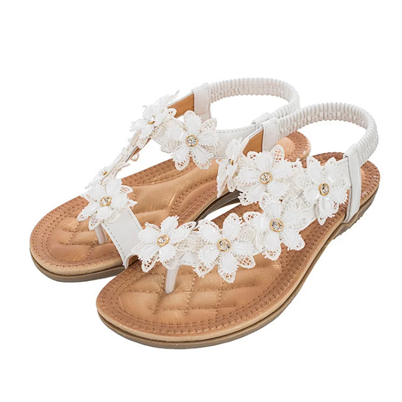 New Floral Women Sandals Girls Bohemian Style Vintage Classic Comfortable Flat Bottomed Summer Shoes Ladies Party Beach Sandals