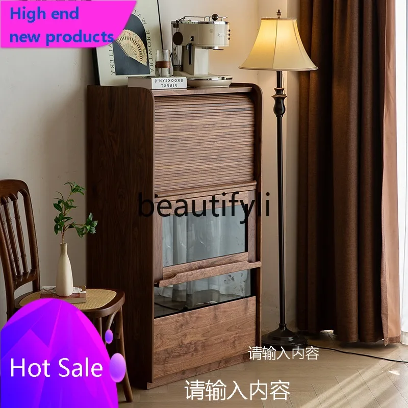 

C456 All solid wood North American black walnut TV side cabinet Living room display cabinet Multifunctional storage cabinet