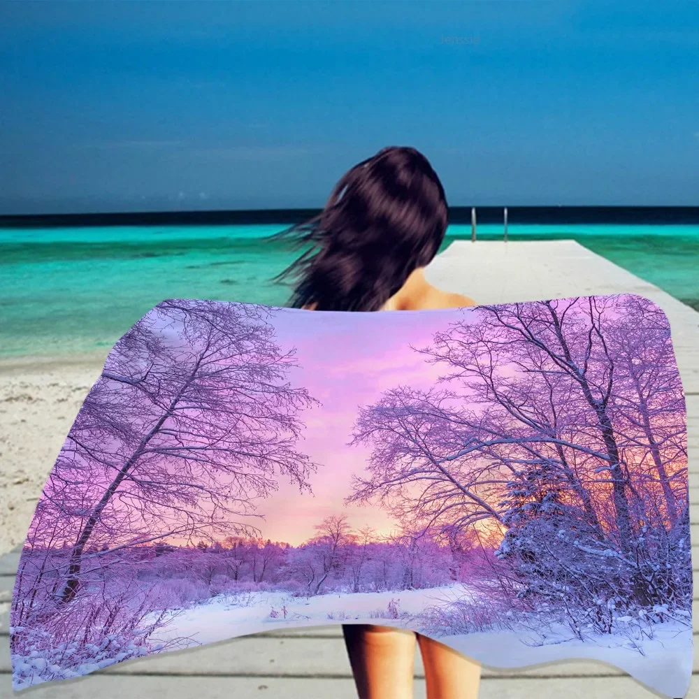 Natural Scenery Leaves Beach Towel Blanket Microfiber Quick Fast Dry Super Absorbent Lightweight Thin Towel Swim Yoga Gym Adults