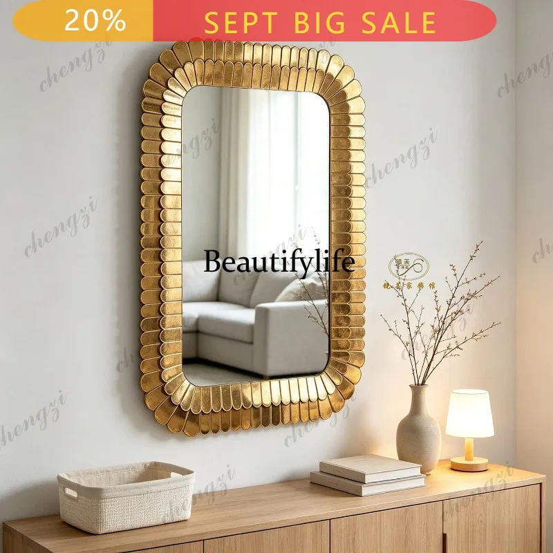 B32 Bathroom mirror American retro background wall decorative mirror Wash table makeup mirror European entrance