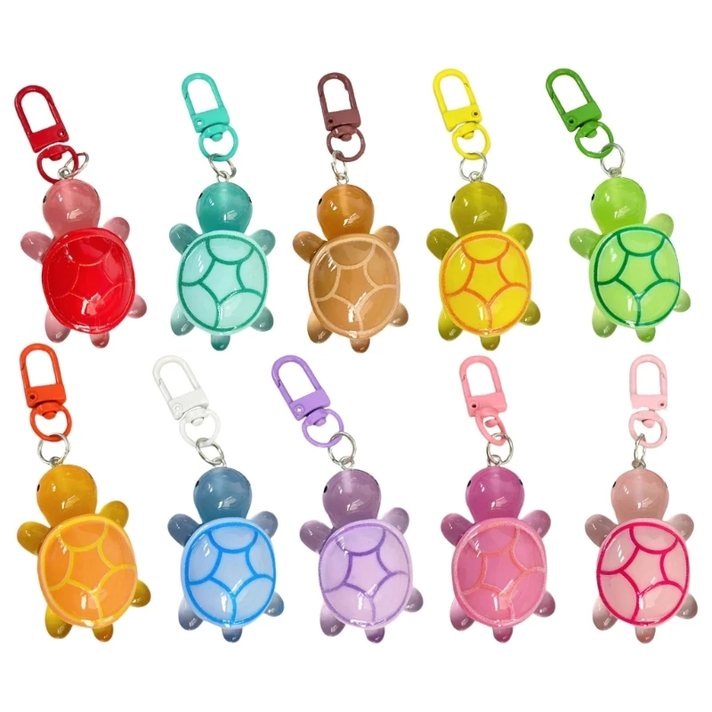 Fashionable Glowing Colorful Turtles Keychain Charm Pendant Sturdy Acrylics Alloy 10 Colors Easy to Use Stylish Outfits