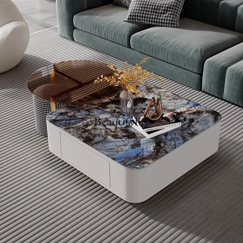 

ls 27Light luxury rock slab size coffee table combination simple small apartment home living room modern storage creative tea ta