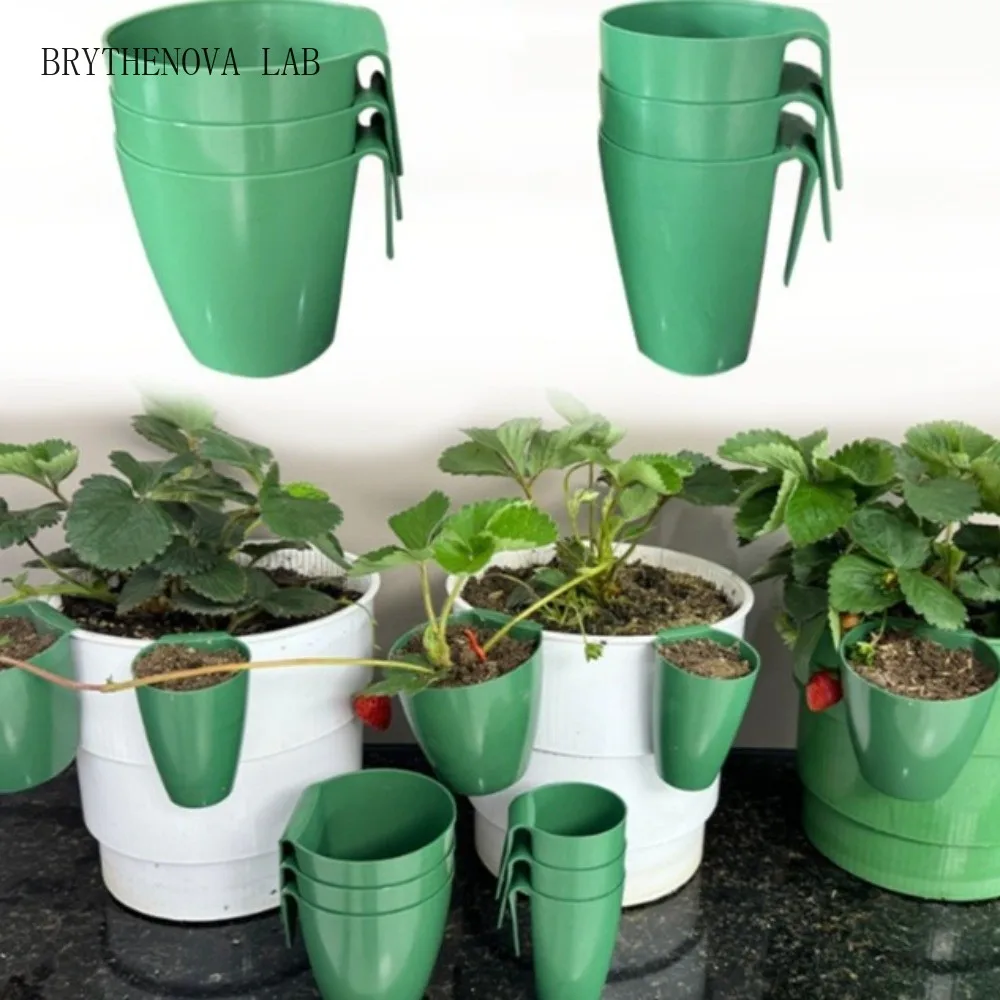 5PCS Hanging Strawberry Propagation Cups Plastic Easy Breathable Transplanting Cups Eco-friendly Green Flower Pots Gardens