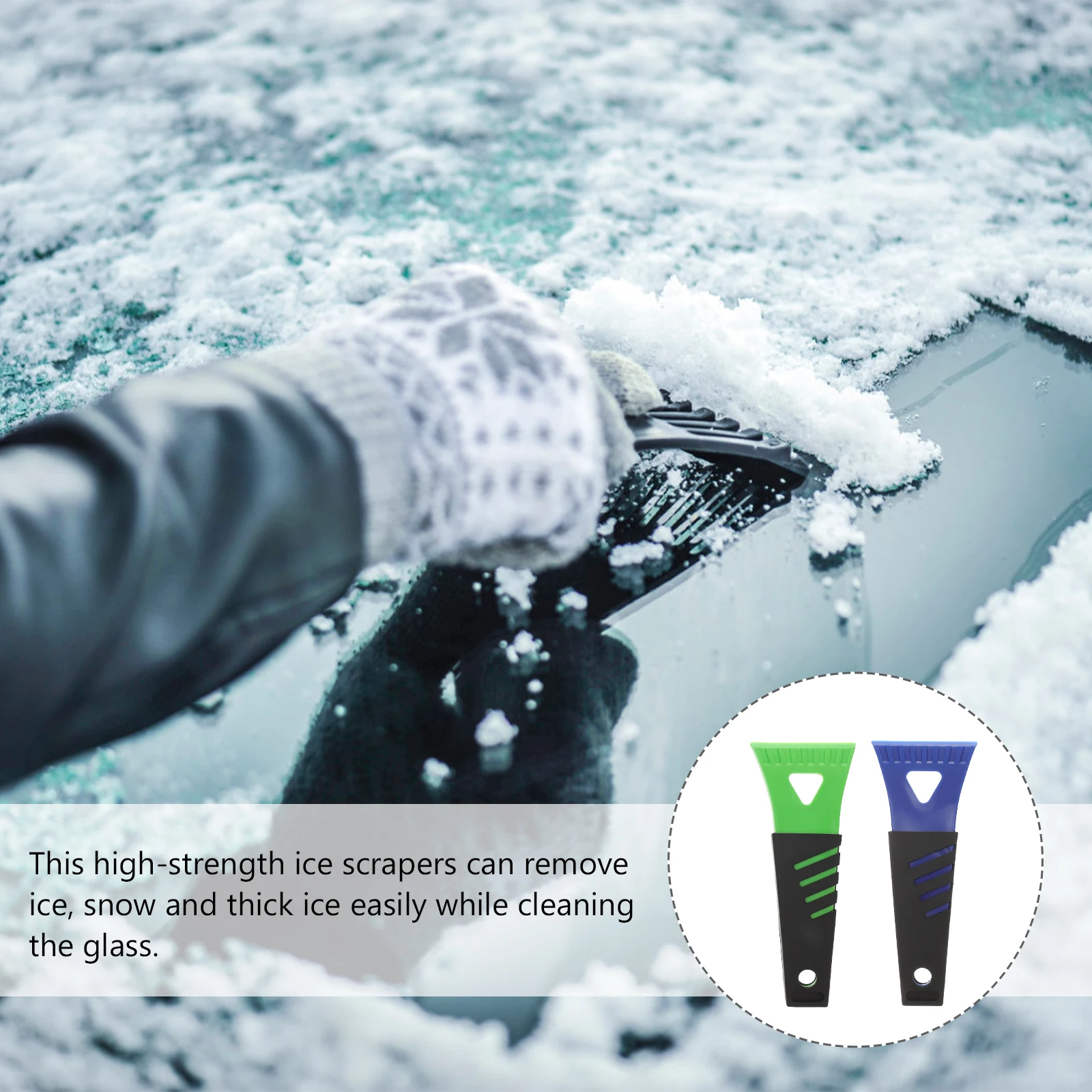2Pcs Heavy Duty Plastic Ice Scraper Snow Shovel Car Snow Removal Tool Frost Cleaning Tool Ice Scraper Car Accessory