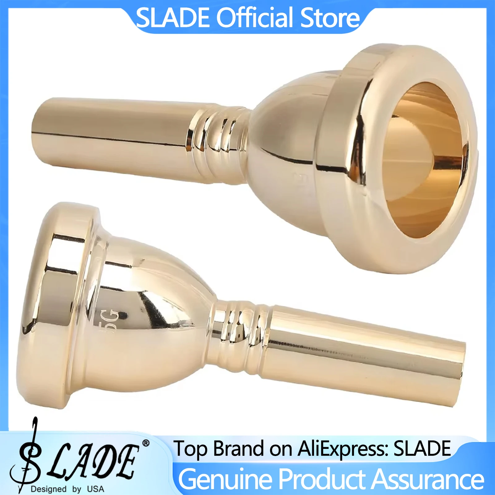

Мундштук для тенор-тромбона SLADE Bach 12.7 мм, из золотистой латуни 5G, запасная часть для музыкальных инструментов
