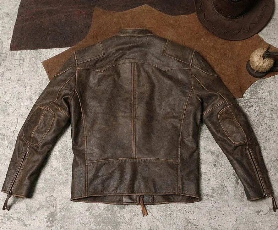 DSC688 Cidu Super Top Quality Heavy Genuine US Cow Leather Slim Classic Cowhide Stylish Rider Jacket