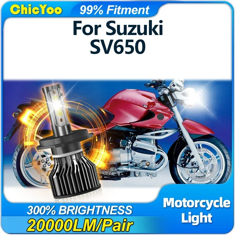 20000LM H4 LED Motorcycle Headlight 6000K Cold White High Low Beam Moto Headlamp 12V 24V Canbus No Error For Suzuki SV650