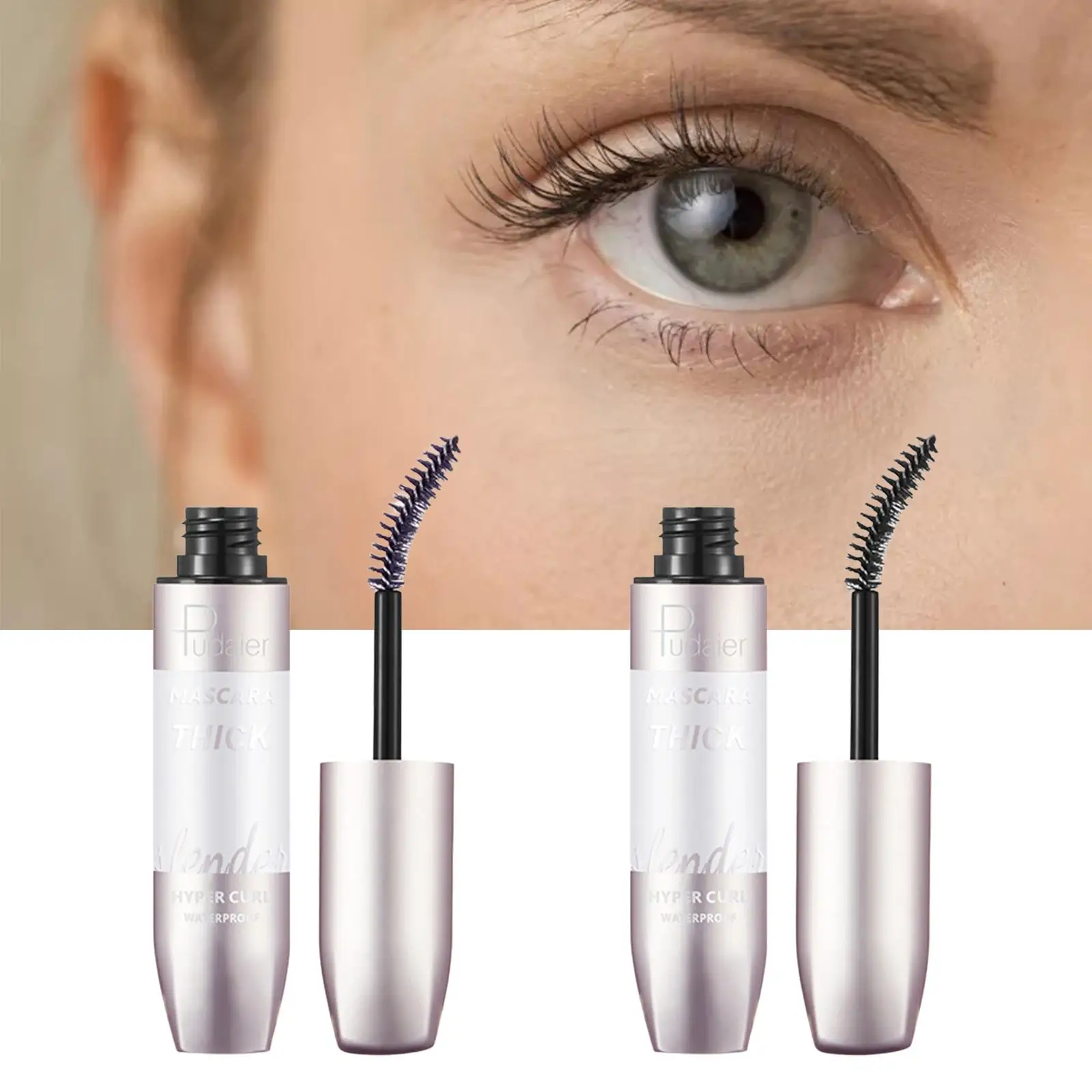 Rímel volumoso 4D impermeável, maquiagem dos olhos, sem descamação, ondulação grossa, 2-4Pack