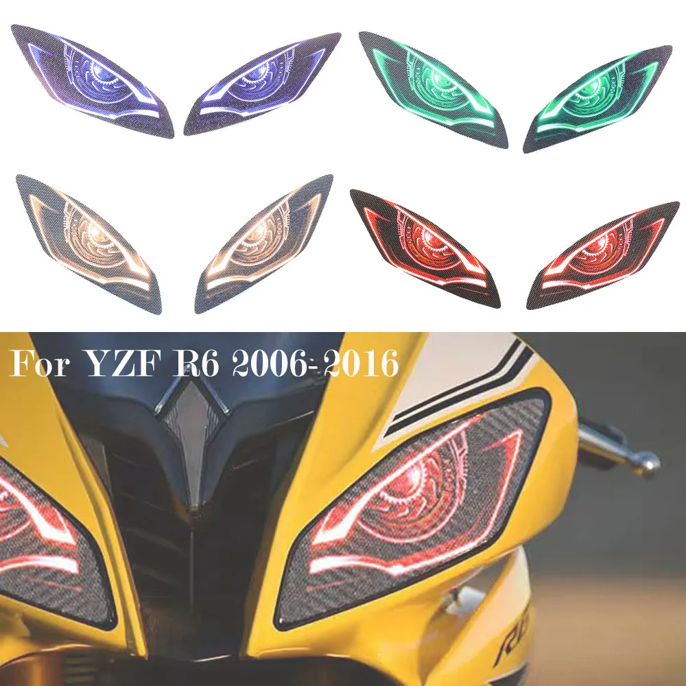 Stiker Lampu Depan Sepeda Motor untuk Yamaha YZFR6 2010 YZF-R6 2006-2016 YZF R6 2012 2011 2008 Decal Lampu Depan Pelindung 3D Pegatinas